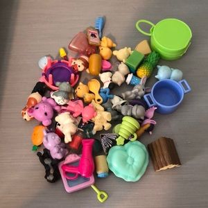 Doll toys + log pile + mini trampoline